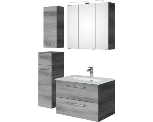 Badezimmermöbelset mit Waschtisch, Spiegelschrank und Hochschränken