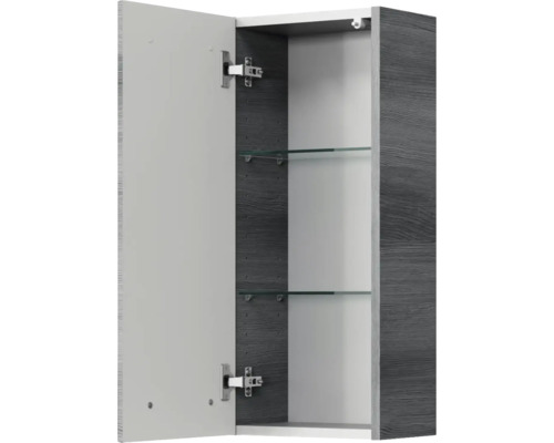 Geöffneter Bad Spiegelschrank mit Glasablagen