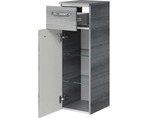 Hochschrank mit Schublade, Tür und Glasablagen für das Badezimmer