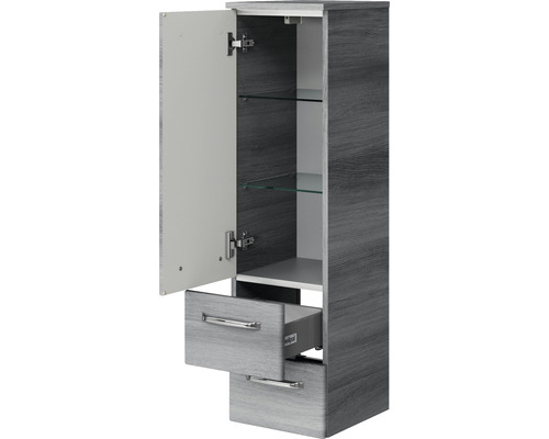 Badschrank mit Tür, Schubladen und Glasablagen zur Badezimmeraufbewahrung