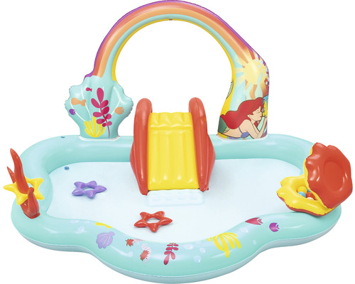 Aufblasbares Planschbecken mit Rutsche und Meerjungfrau-Motiven für Kinder