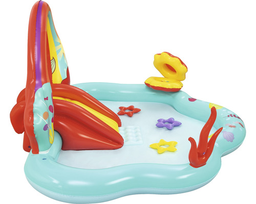 Aufblasbares Planschbecken mit Rutsche und Dekorationen