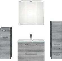 Badezimmer-Set mit Waschtisch, Spiegelschrank und Hochschränken