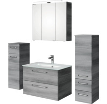 Badezimmerset mit Waschtisch, Spiegelschrank und Hochschränken