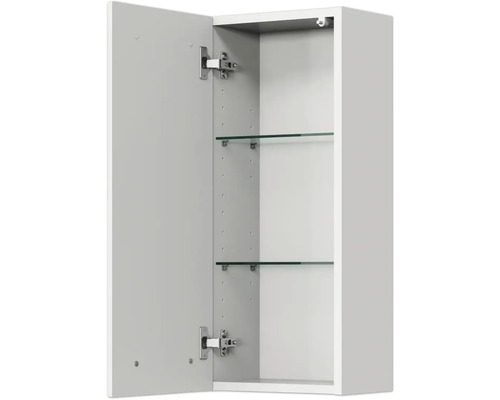 Geöffneter Spiegelschrank mit zwei Glasablagen