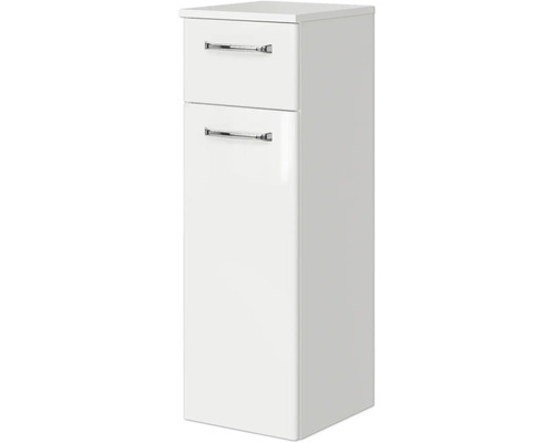 Weißer Badezimmer-Hochschrank mit zwei Schubladen und Griffen