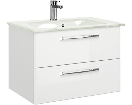 Waschtischunterschrank mit zwei Schubladen, Aufsatzwaschbecken und Armatur