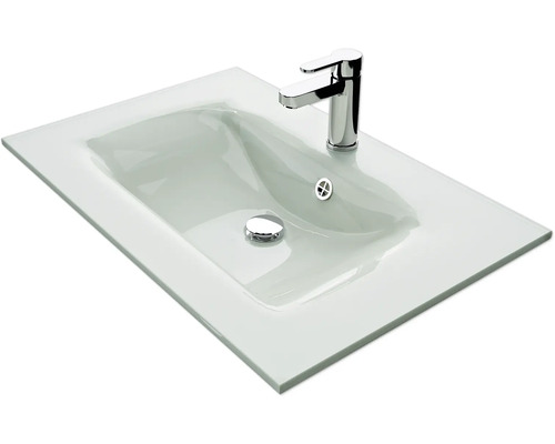 Waschtisch aus Glas mit Armatur