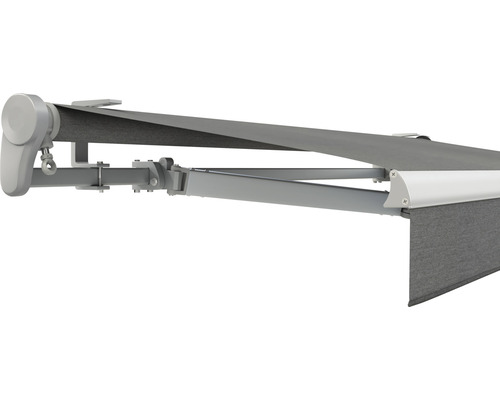 SOLUNA Gelenkarmmarkise Trend 4x2,5 Stoff Dessin U104 Gestell E6EV1 silber eloxiert Antrieb links inkl. Kurbel