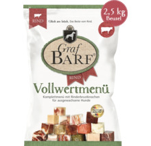 Graf Barf Vollwertmenü Rind Komplettmenü für ausgewachsene Hunde, 2,5 Kilogramm Beutel