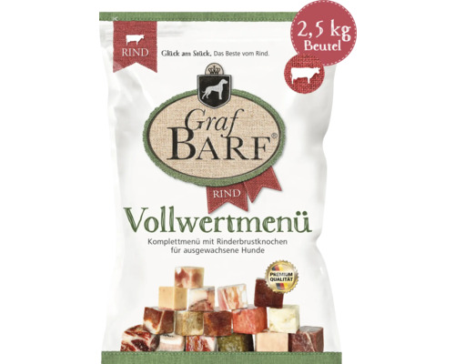 Rohfuttermittel Hundefrostfutter BARF Graf BARF Vollwertmenü Rind 2,5 kg tiefgefroren