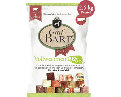 Rohfuttermittel Hundefrostfutter BARF Graf BARF Vollwertmenü Plus Rind 2,5 kg tiefgefroren