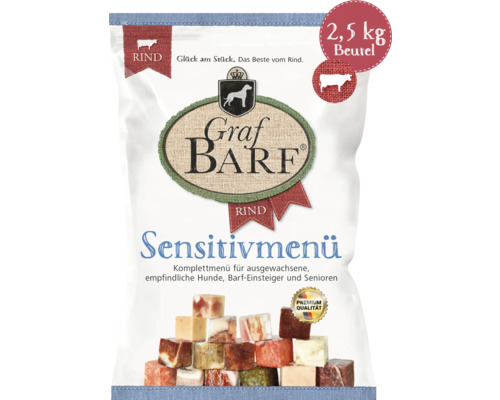 Rohfuttermittel Hundefrostfutter BARF Graf BARF Sensitivmenü Rind 2,5 kg tiefgefroren