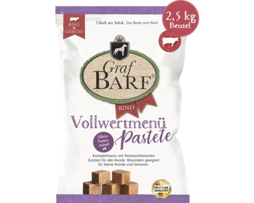 Rohfuttermittel Hundefrostfutter BARF Graf BARF Vollwertmenü Pastete Rind 1 kg tiefgefroren