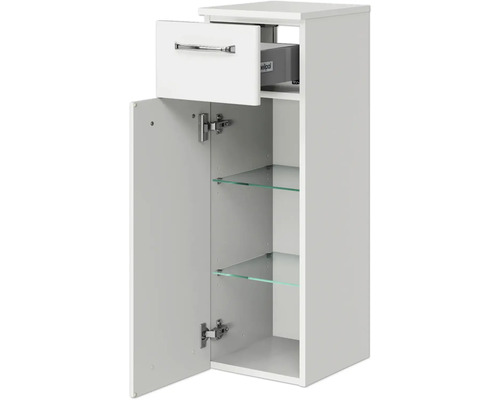 Badezimmerschrank mit Schublade, Tür und Glasböden