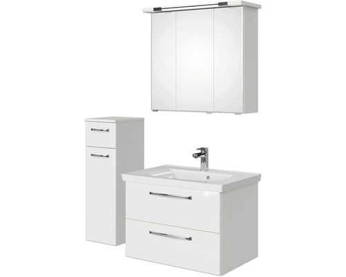 Badezimmerset mit Spiegelschrank, Waschtischunterschrank und Seitenschrank