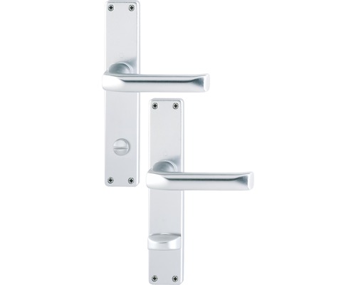 Langschildgarnitur WC Hoppe 6675383 London 113/202SP Lochabstand 78 mm silber Türbeschlag-Garnitur aus Metall