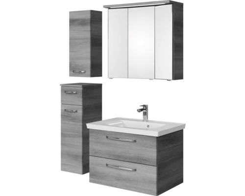 Badezimmermöbel-Set mit Waschbeckenunterschrank, Spiegelschrank und Hochschränken