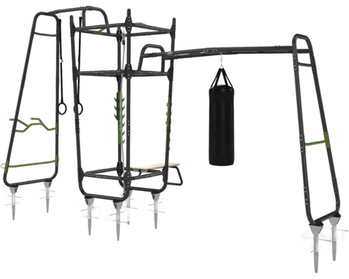 Outdoor-Fitnessgerät mit Boxsack, Sprossenwand und Klimmzugstange für den Garten