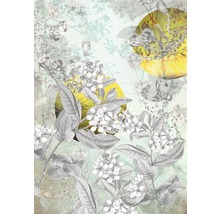 Abstraktes florales Muster mit Pflanzen und Kreisen