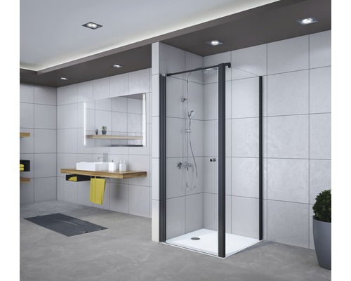 Drehtür für Seitenwand Breuer Elana 6 75 cm Anschlag rechts Dekor Lines Profilfarbe schwarz Drehtür für Seitenwand Breuer Elana 6 75 cm Anschlag rechts Dekor Lines Profilfarbe schwarz