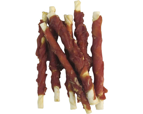 Hundesnacks mit Fleisch umwickelt