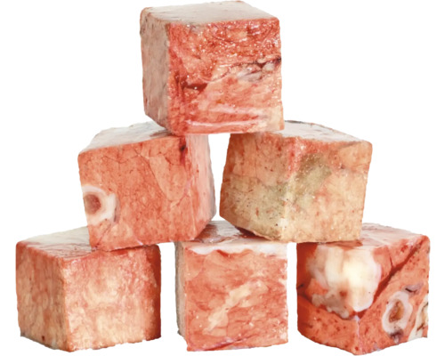 Gestapelte, gefrorene BARF-Würfel