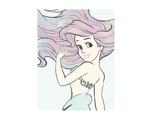 Illustration einer Meerjungfrau mit wallendem Haar und Muschelbüstenhalter