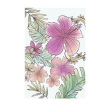 Illustration tropischer Blätter und Hibiskusblüten