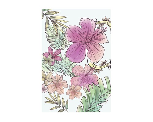 Illustration tropischer Blätter und Hibiskusblüten