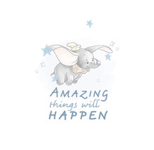 Illustration von Dumbo dem Elefanten mit dem Schriftzug Amazing Things Will Happen