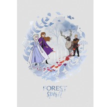 Illustration von Anna, Elsa, Kristoff und Rentier Sven aus dem Film Frozen II, mit dem Schriftzug Waldgeist