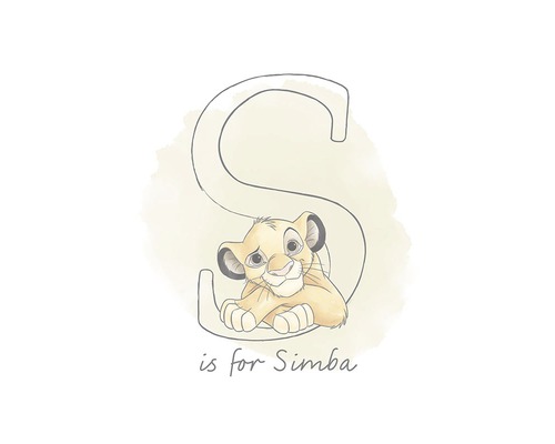 Illustration mit dem Buchstaben S und dem Löwen Simba