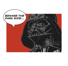 Darth Vader mit der Sprechblase: Vorsicht vor der dunklen Seite.
