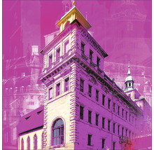 Glasbild Nürnberg Rathaus rosa 50x50 cm