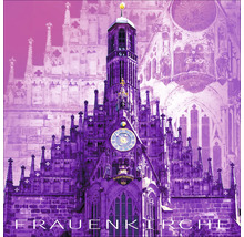 Glasbild Nürnberg Frauenkirche lila 20x20 cm