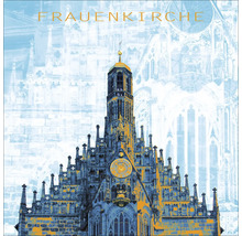 Glasbild Nürnberg Frauenkirche blau 30x30 cm