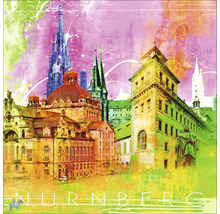 Glasbild Nürnberg Kirchen bunt 1 20x20 cm