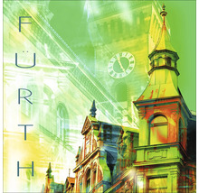 Architekturillustration Fürth mit Gebäuden und Uhrturm