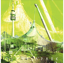 Collage des Olympiaparks München mit Zeltdachkonstruktion und Olympiaturm