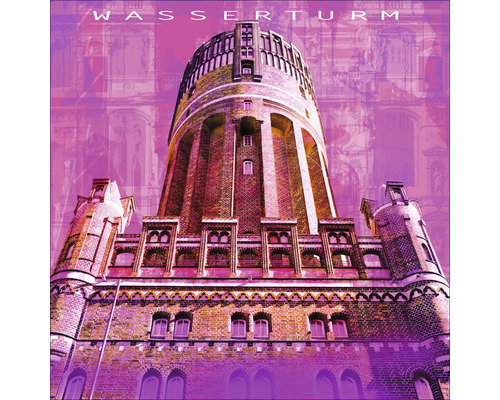 Illustration eines Wasserturms mit Backsteinfassade