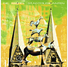 Die Bremer Stadtmusikanten Statue vor Gebäuden