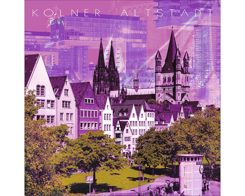 Kölner Altstadtansicht mit Gebäuden, Dom und Parkanlage