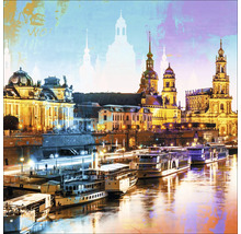 Gemälde der Stadt Dresden mit Fluss und Schiffen