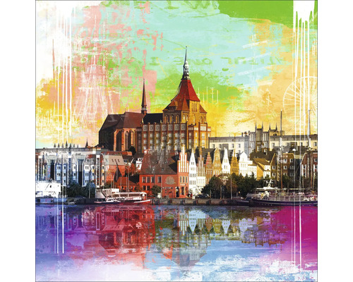 Gemälde mit Stadtbild und Gewässerreflexion