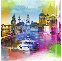 Illustration einer Stadtansicht mit Schiff