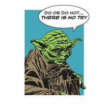 Illustration von Yoda mit dem Zitat: Tue es oder tue es nicht. Es gibt kein Versuchen.