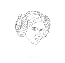 Line Art Zeichnung von Leia Organa