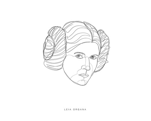 Line Art Zeichnung von Leia Organa