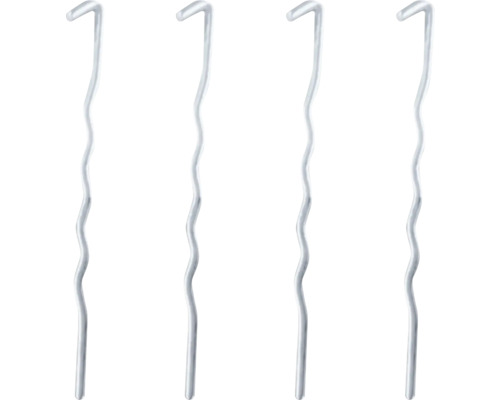 Vier Drahtbiegeteile mit Haken